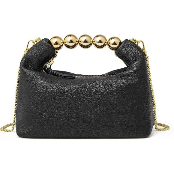 Small Designer Top Handle Clutch Bag for Women Crossbody Purse Black Pearl Tote - Picture 7 of 7